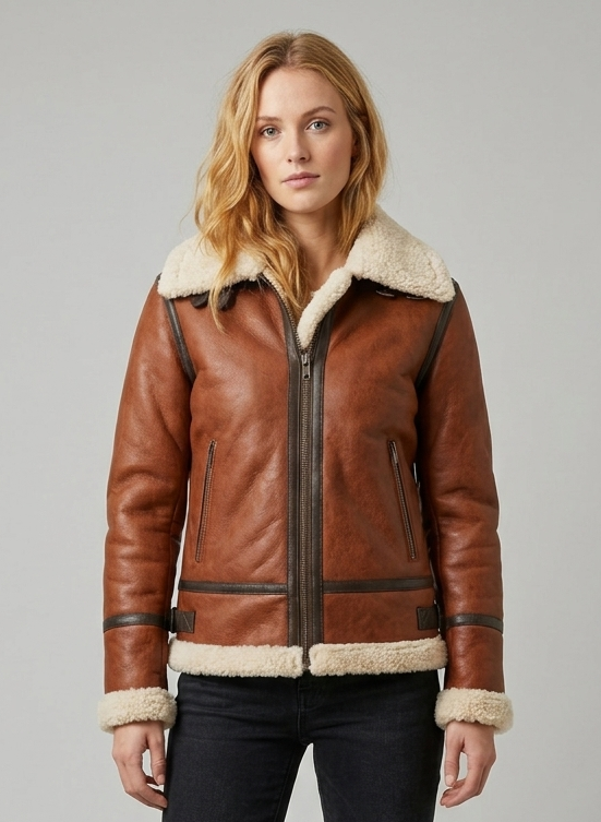 women brown fur jacket